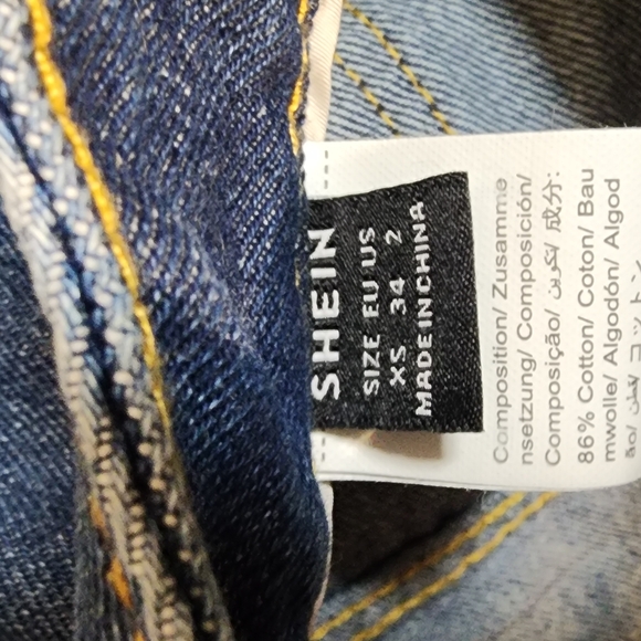 SHEIN Blue Jean Shorts High-Waisted Distressed - Picture 3 of 3